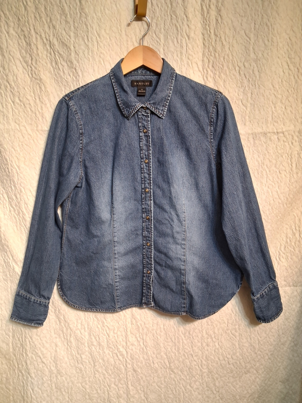 Harolds Denim Snap Button-Up Shirt in Light Blue